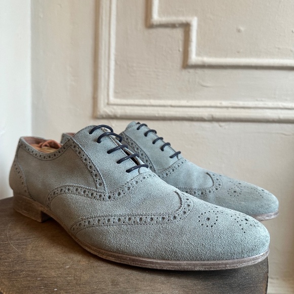 Dune London Men\'s Baby blue suede Oxford wingtip shoe size 12 (11.5 works well) main image 6